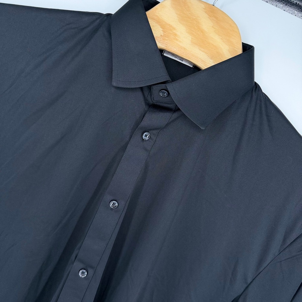 Collars & Co Quattro Flex S/S Button Down Shirt Men 2XL Black Classic Office NEW